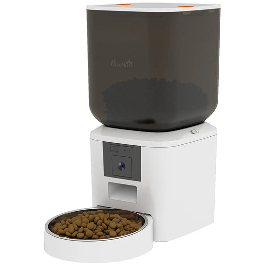 Automatic Cat Feeder With Camera, 2.4G WiFi, 8L, Dual Power Dog Bowls White, Transparent Black at Gallery Canada