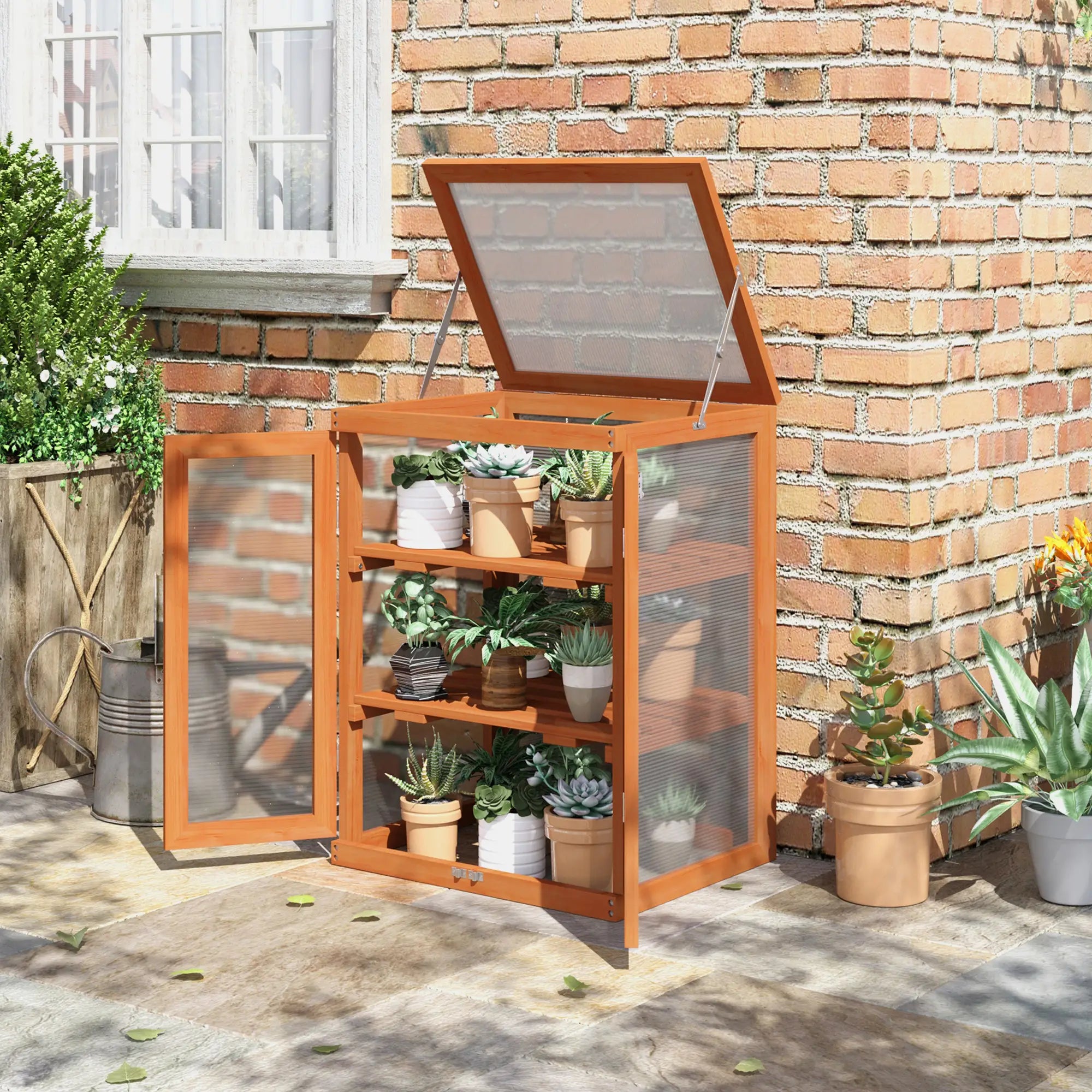 Wooden 2 Tier Cold Frame Greenhouse, 22.8