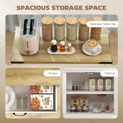 Farmhouse Buffet Cabinet, 1 Drawer, Storage Cabinet, Adjustable Shelf, White