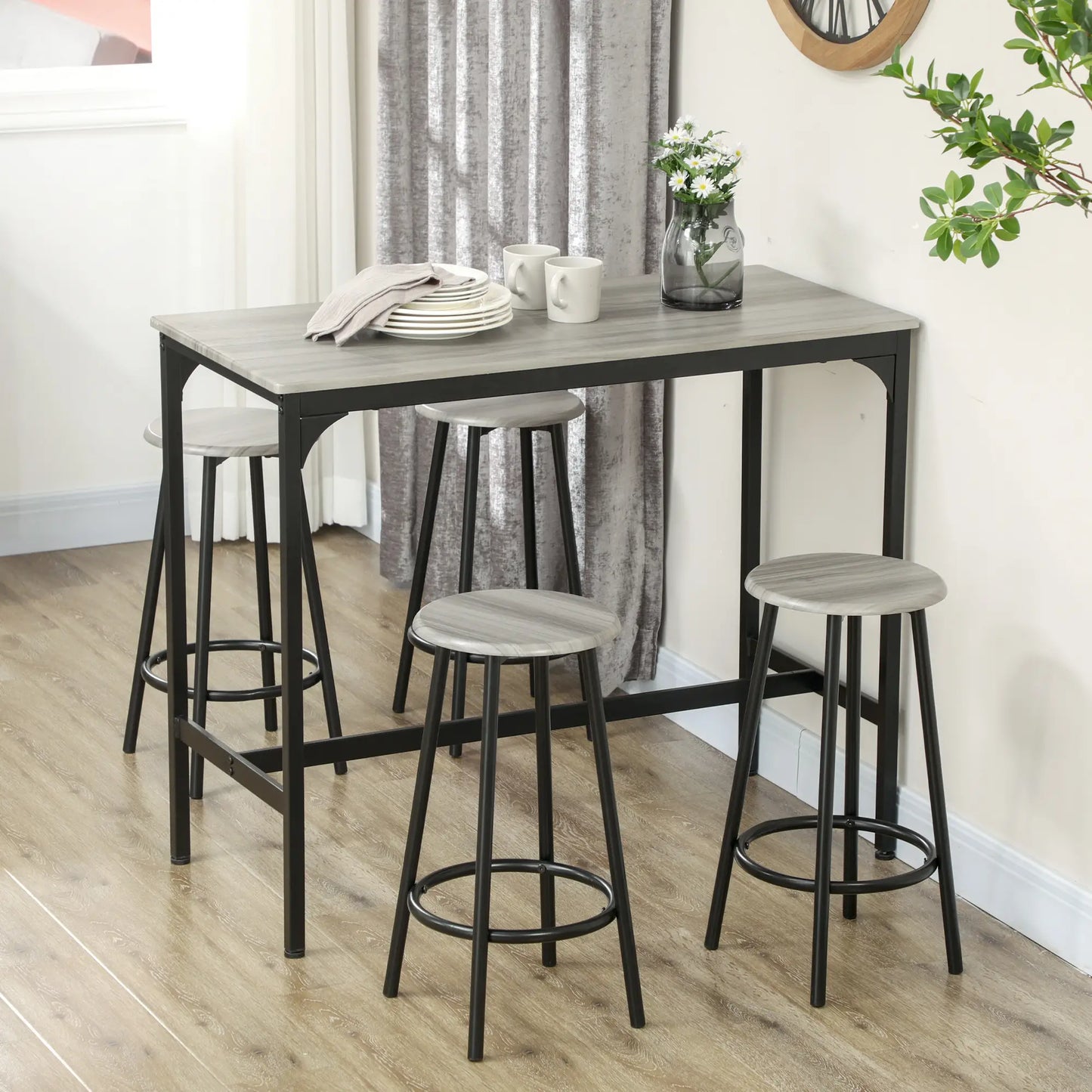 5-Piece Counter Height Bar Table and Chairs, Dining Table and Chairs Set for 4, Pub Table and Chairs Bar Sets at Gallery Canada