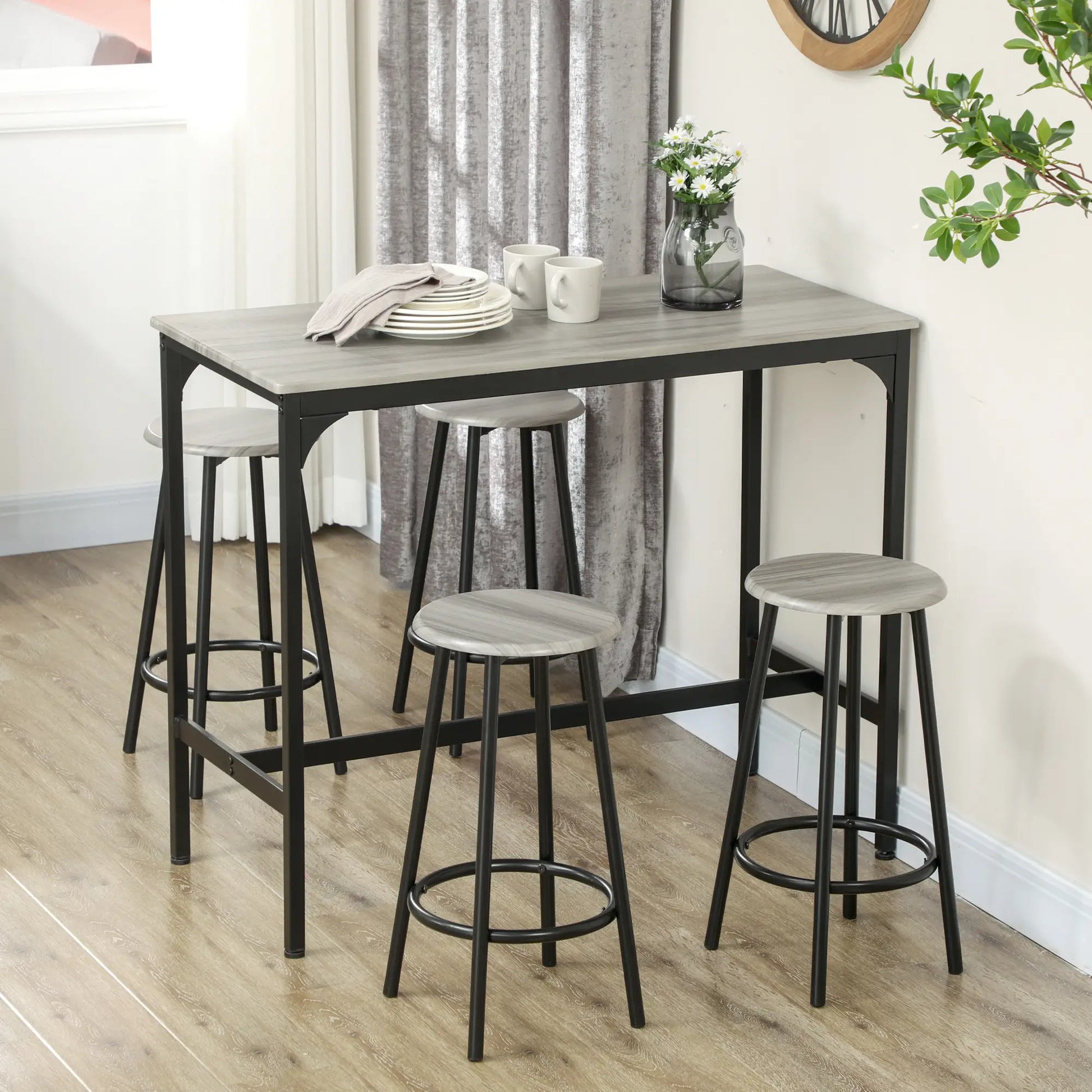5-Piece Counter Height Bar Table and Chairs, Dining Table and Chairs Set for 4, Pub Table and Chairs Bar Sets at Gallery Canada