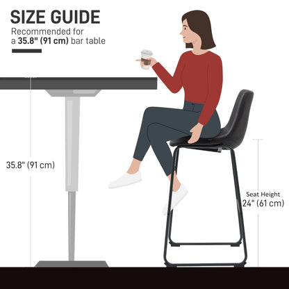 Vintage PU Leather Counter Height Bar Stools, Set of 2, Dark Brown Bar Stools at Gallery Canada