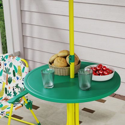 Kids Picnic Table Set, 2 Folding Chairs, Umbrella, Green Kids Outdoor Furniture at Gallery Canada