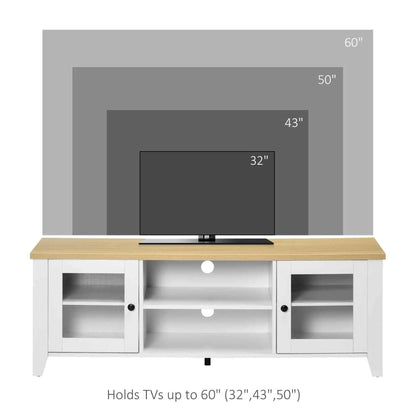 Fireplace TV Stand for 60 Inch TVs, Wood Cabinet with Storage, Oak, White TV Stands at Gallery Canada