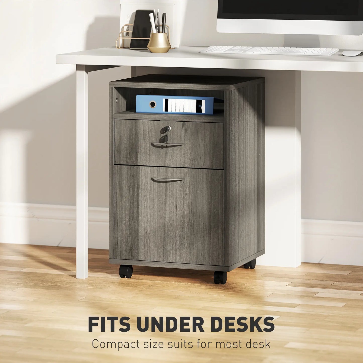 24" Filing Cabinet, Lockable Drawer, Wheels, Distressed Grey Office Cabinets & Cupboards at Gallery Canada