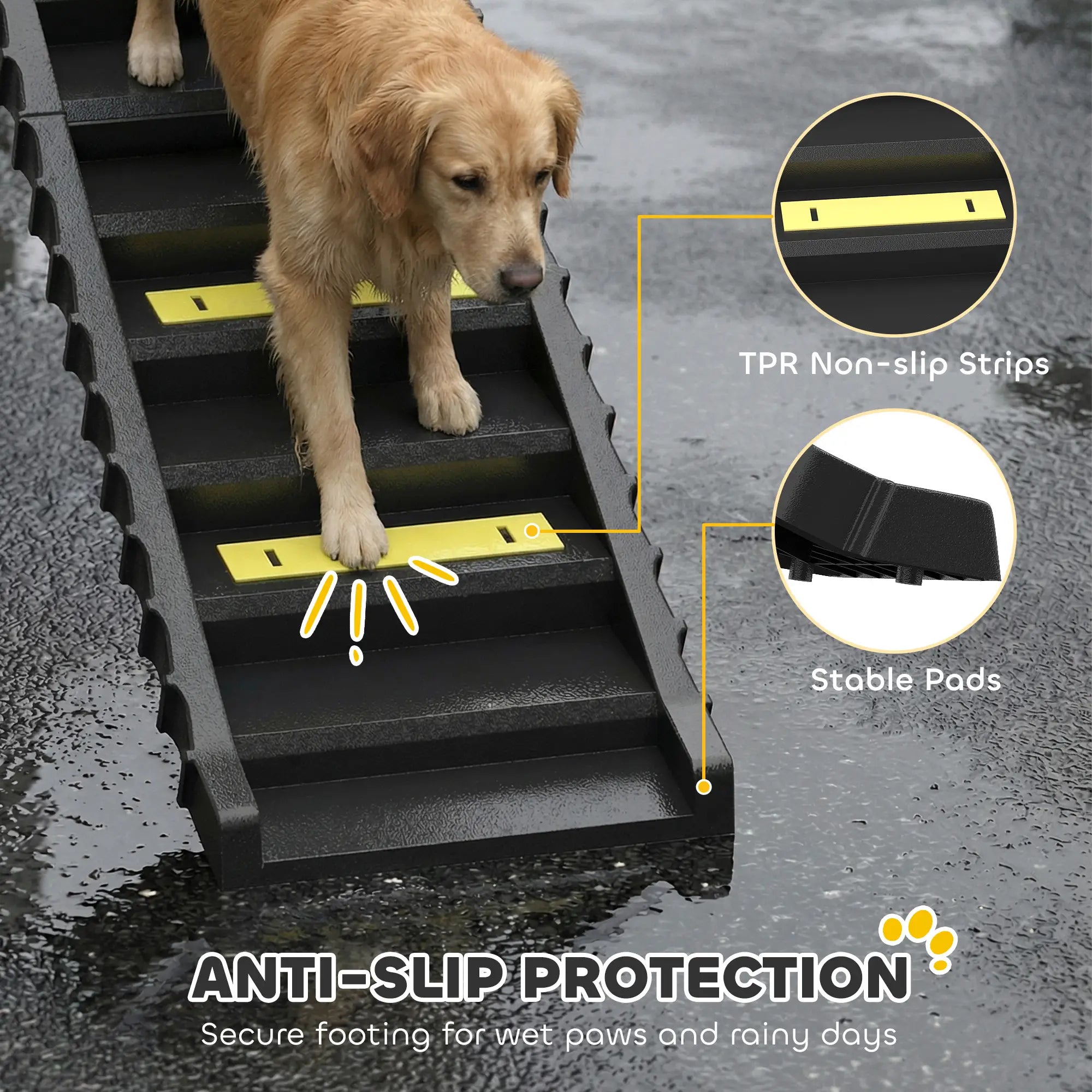 Foldable Dog Ramp With Anti-Slip Steps, Pet Stairs For Senior Pets, Black Dog Stairs at Gallery Canada
