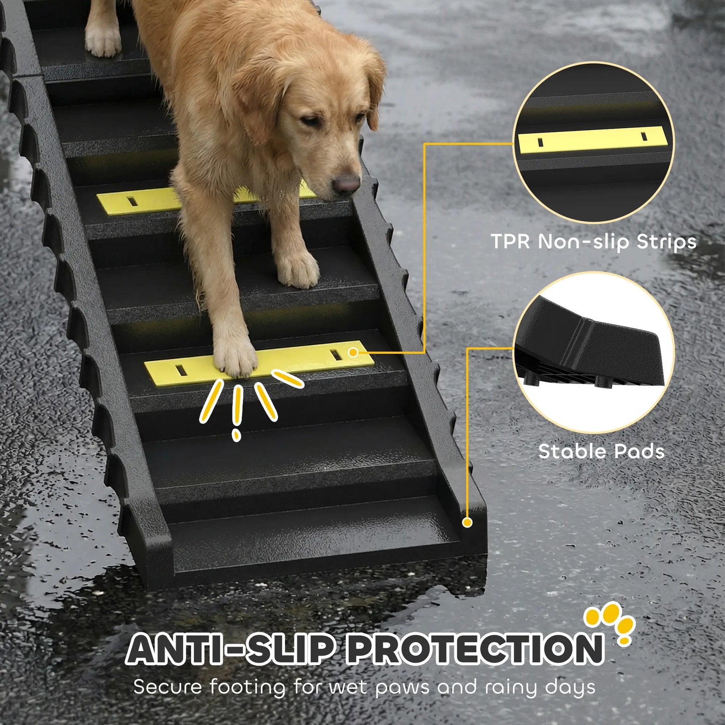Foldable Dog Ramp With Anti-Slip Steps, Pet Stairs For Senior Pets, Black Dog Stairs at Gallery Canada