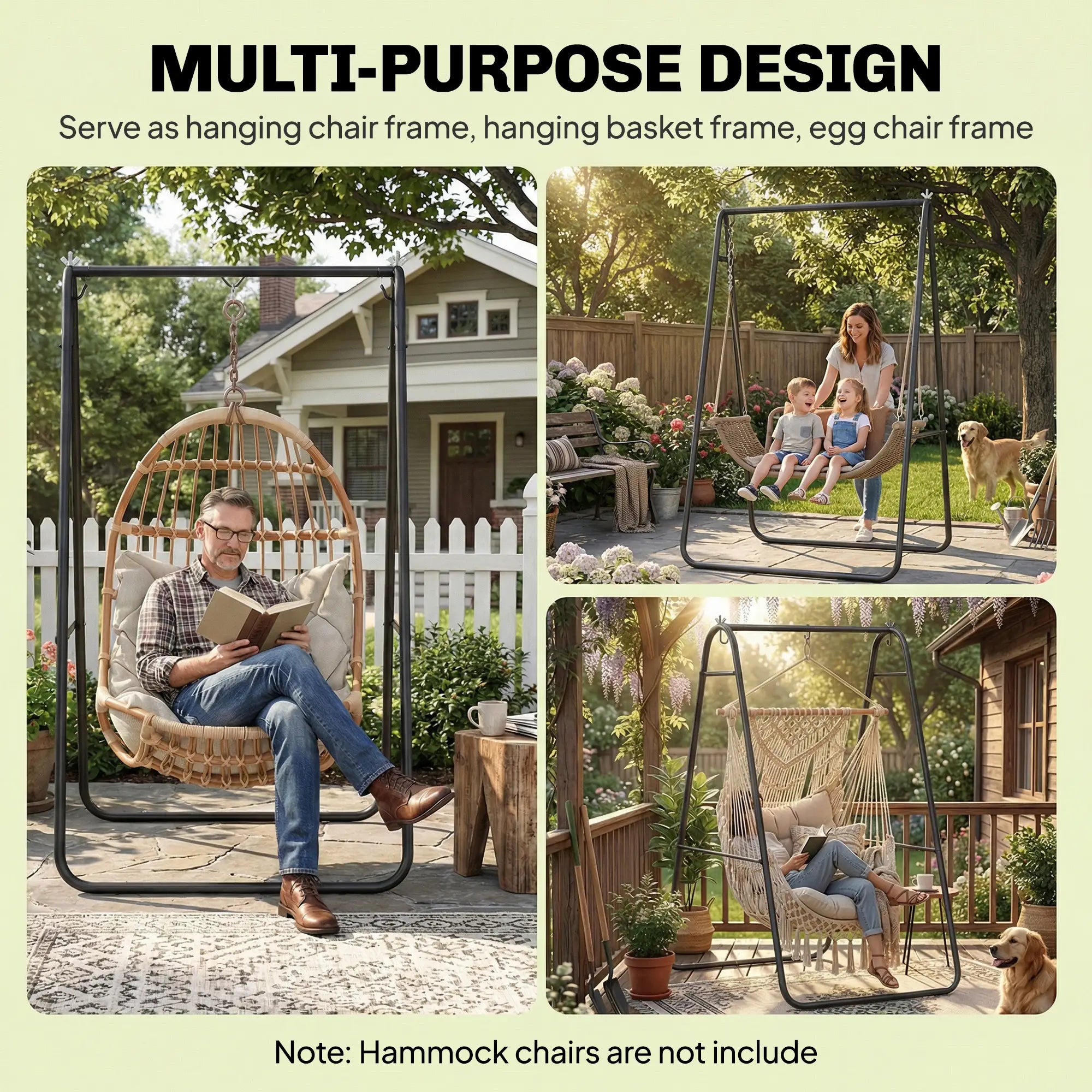 Heavy Duty Steel A-Frame Hammock Stand, Max Load 330 LBS, Black Hammock Stands at Gallery Canada