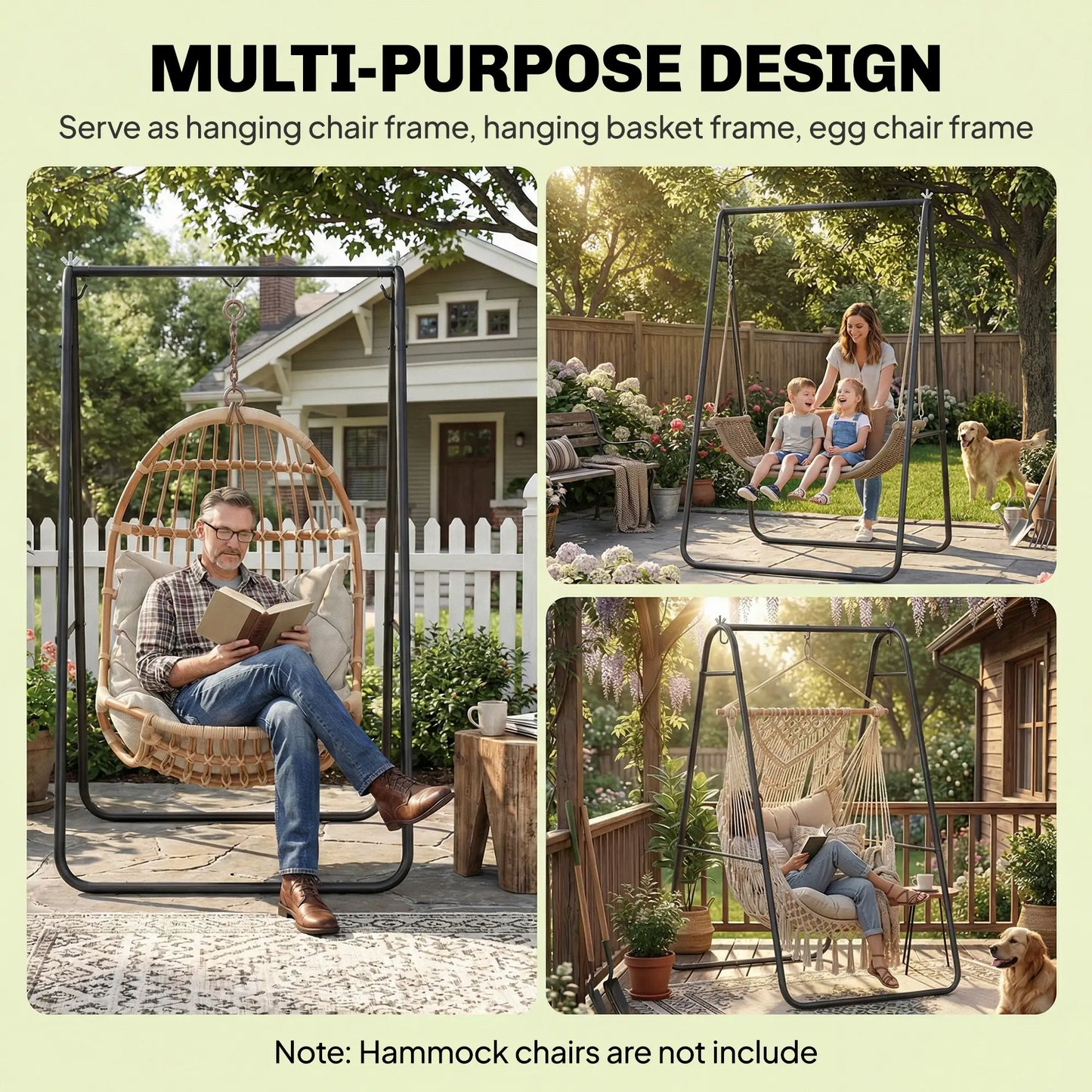 Heavy Duty Steel A-Frame Hammock Stand, Max Load 330 LBS, Black Hammock Stands at Gallery Canada