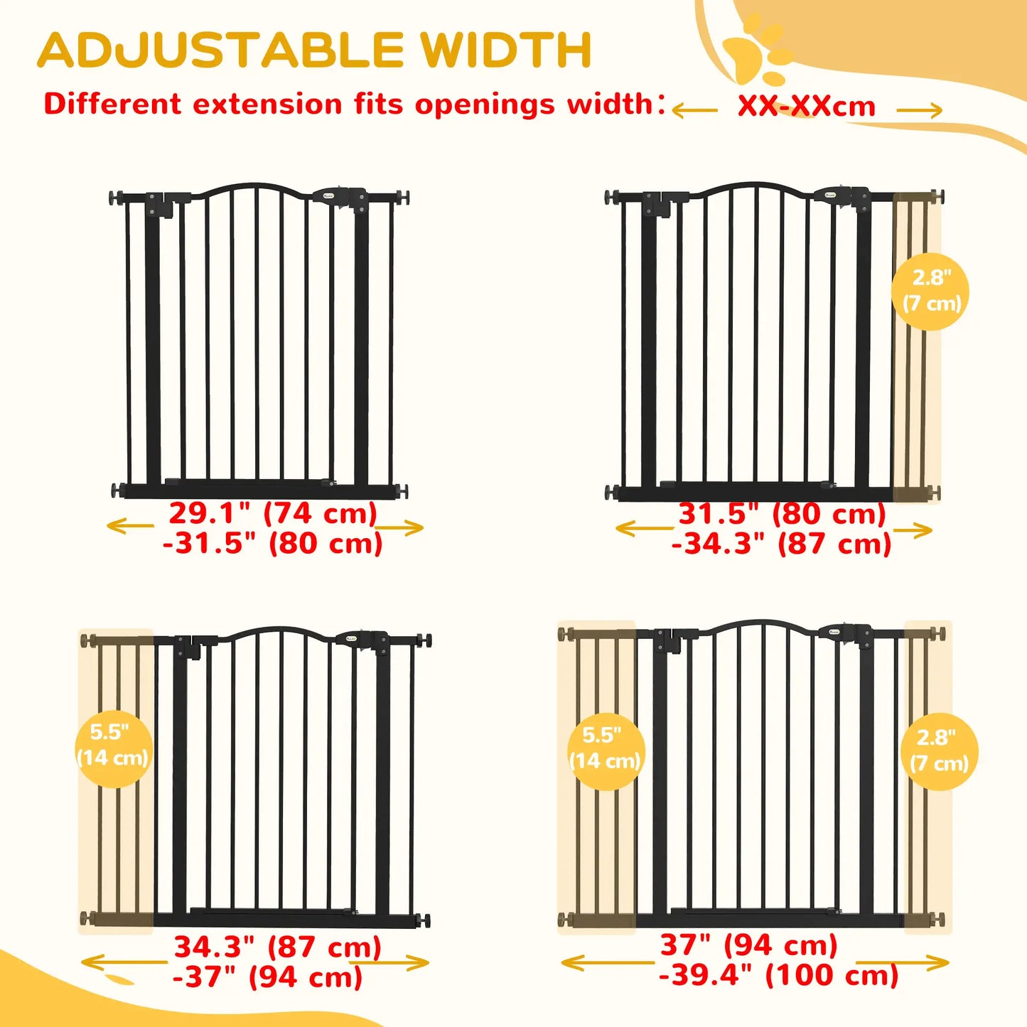 Extra Tall Dog Gate with Door, 29"-39", Black Pet Gates at Gallery Canada