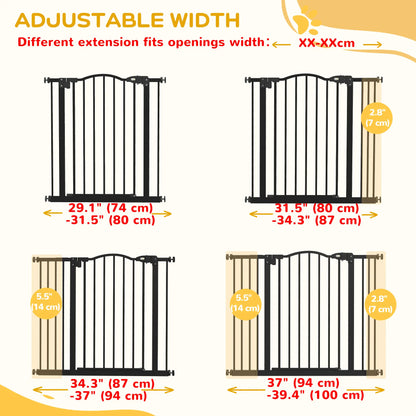 Extra Tall Dog Gate with Door, 29"-39", Black Pet Gates at Gallery Canada