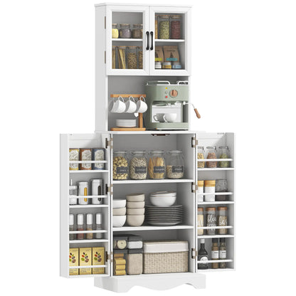 71 Inch Kitchen Pantry Cabinet, Freestanding Hutch with 8 Shelves, White Kitchen Pantry Cabinets at Gallery Canada