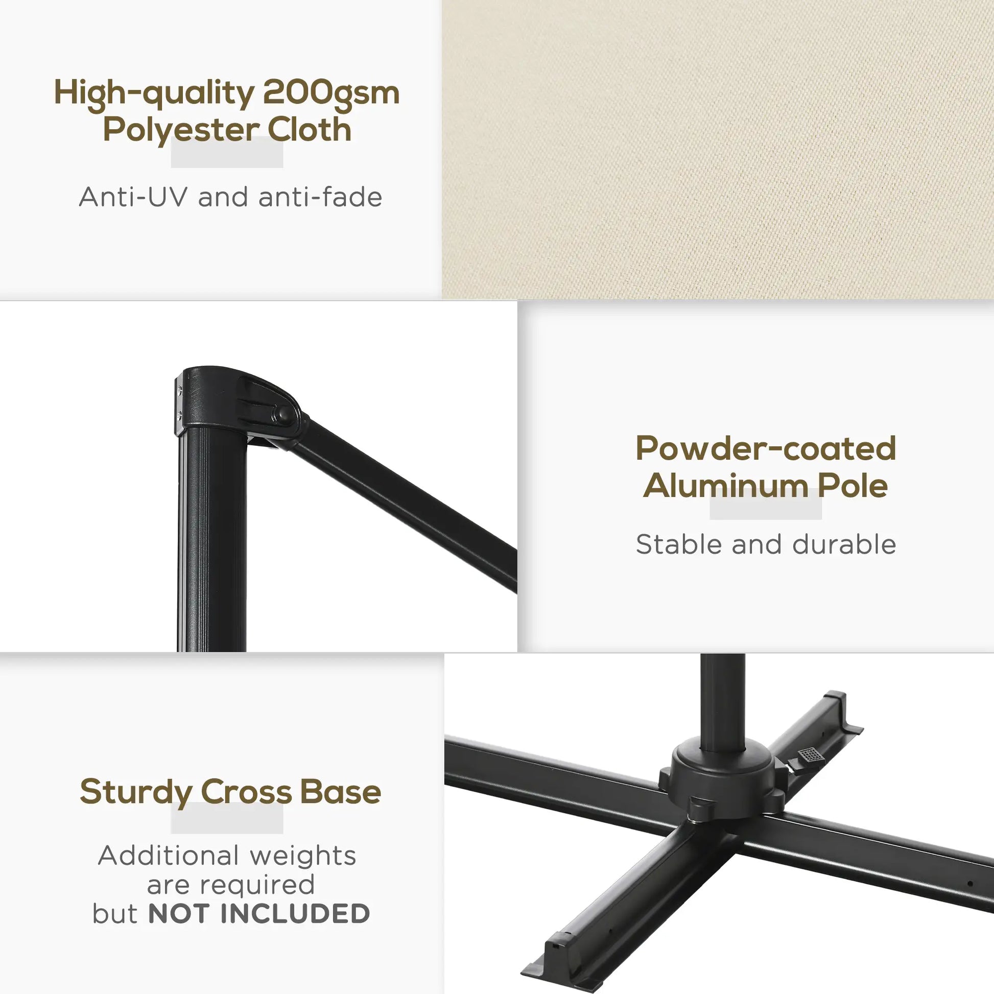 8' x 8' Square Patio Umbrella, 360° Rotation, Aluminum, White Cantilever Umbrellas at Gallery Canada