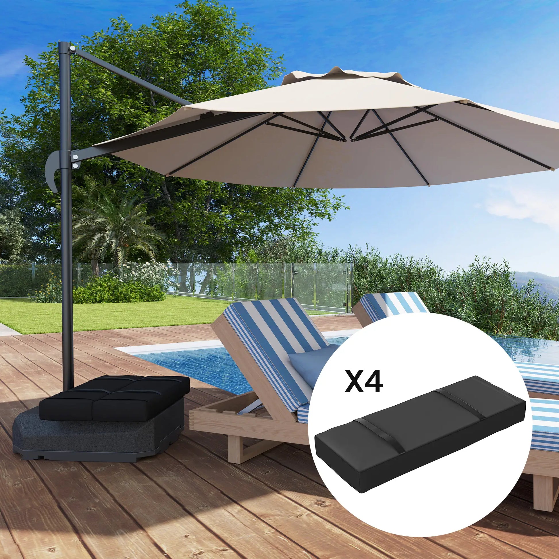 4PCS Patio Umbrella Base Weight Bag, 33 lbs, Black Umbrella Bases at Gallery Canada