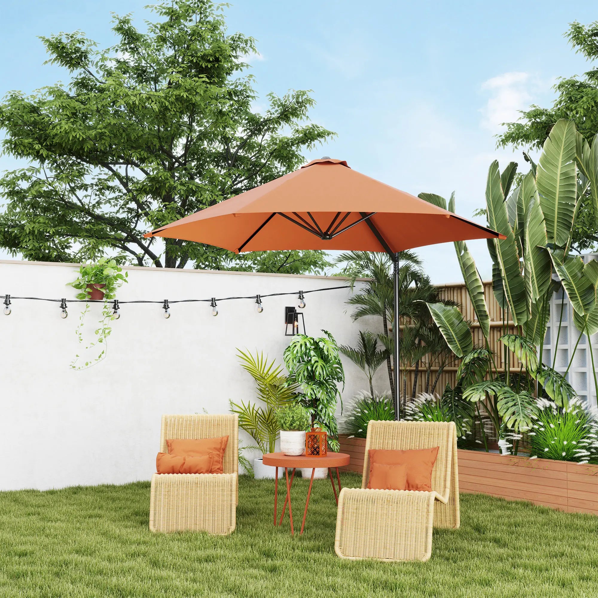 8.5FT Offset Patio Umbrella, 360° Rotation, Orange Offset Cantilever Umbrellas at Gallery Canada