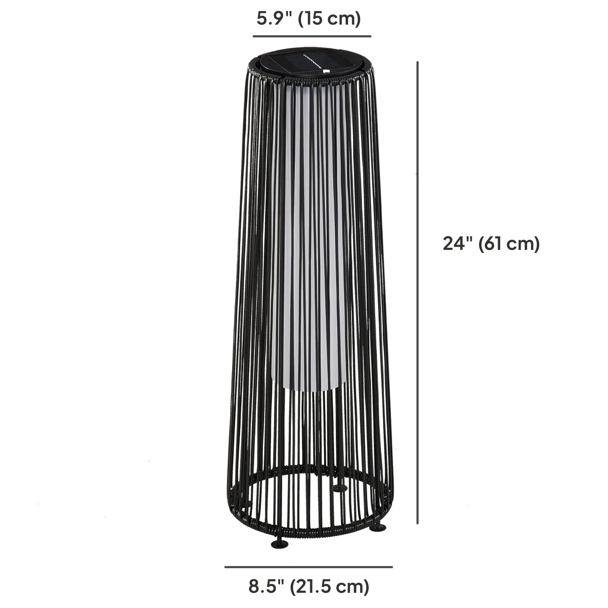Wicker Solar Floor Lamp, Auto On/Off LED, IP44, Black Solar Post Lamps at Gallery Canada