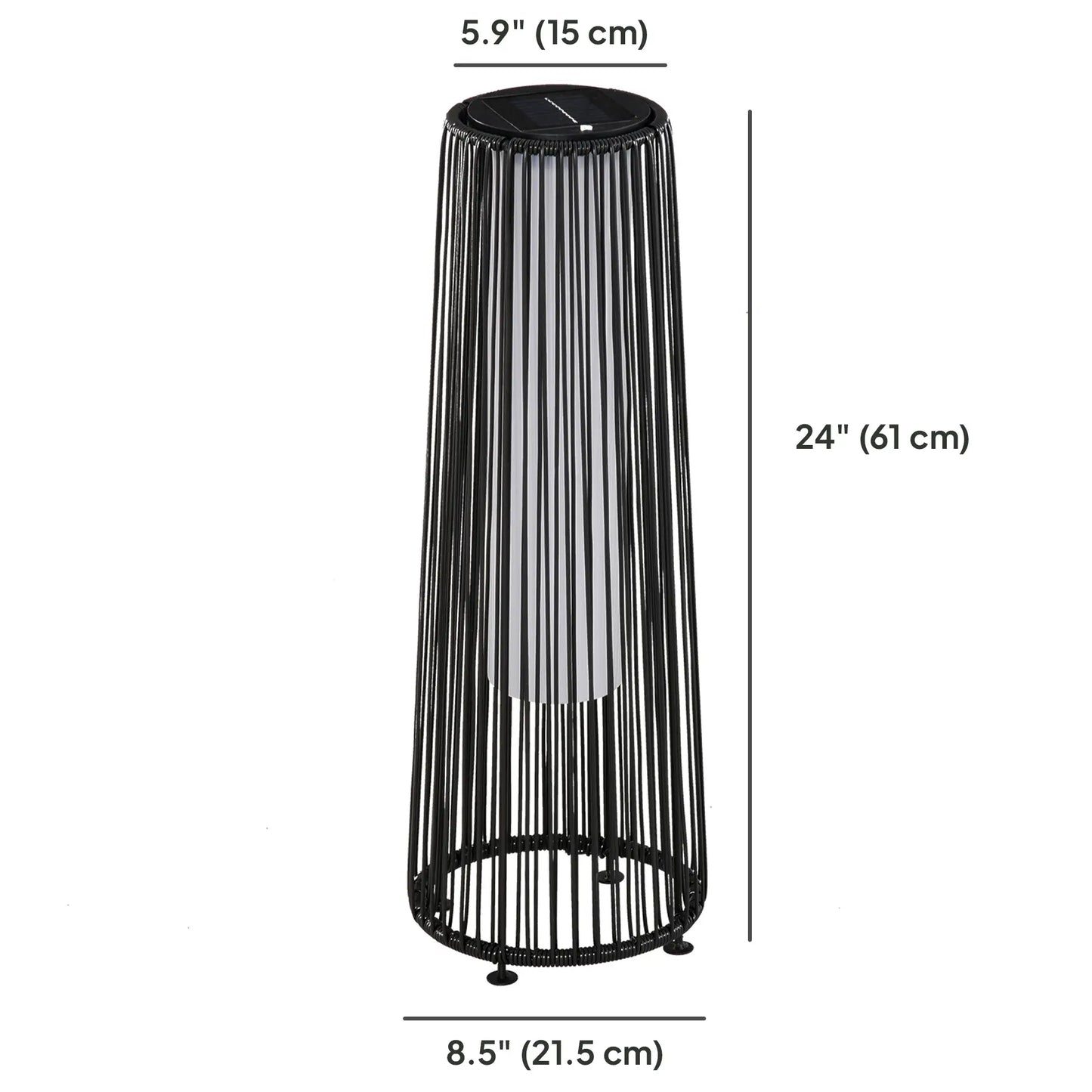 Wicker Solar Floor Lamp, Auto On/Off LED, IP44, Black Solar Post Lamps at Gallery Canada