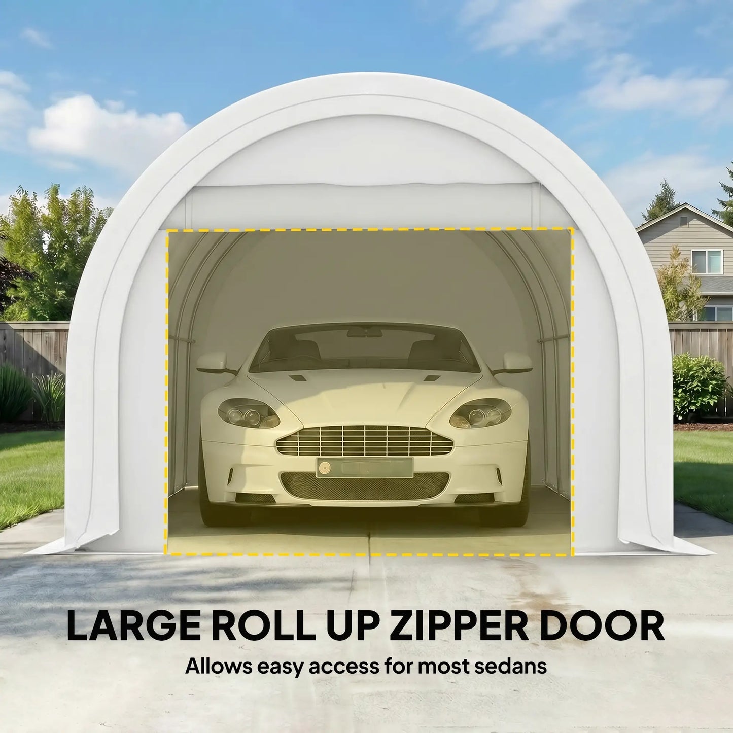 10' x 16' Heavy Duty Carport Tent, PE Cover, White Car Shelters at Gallery Canada