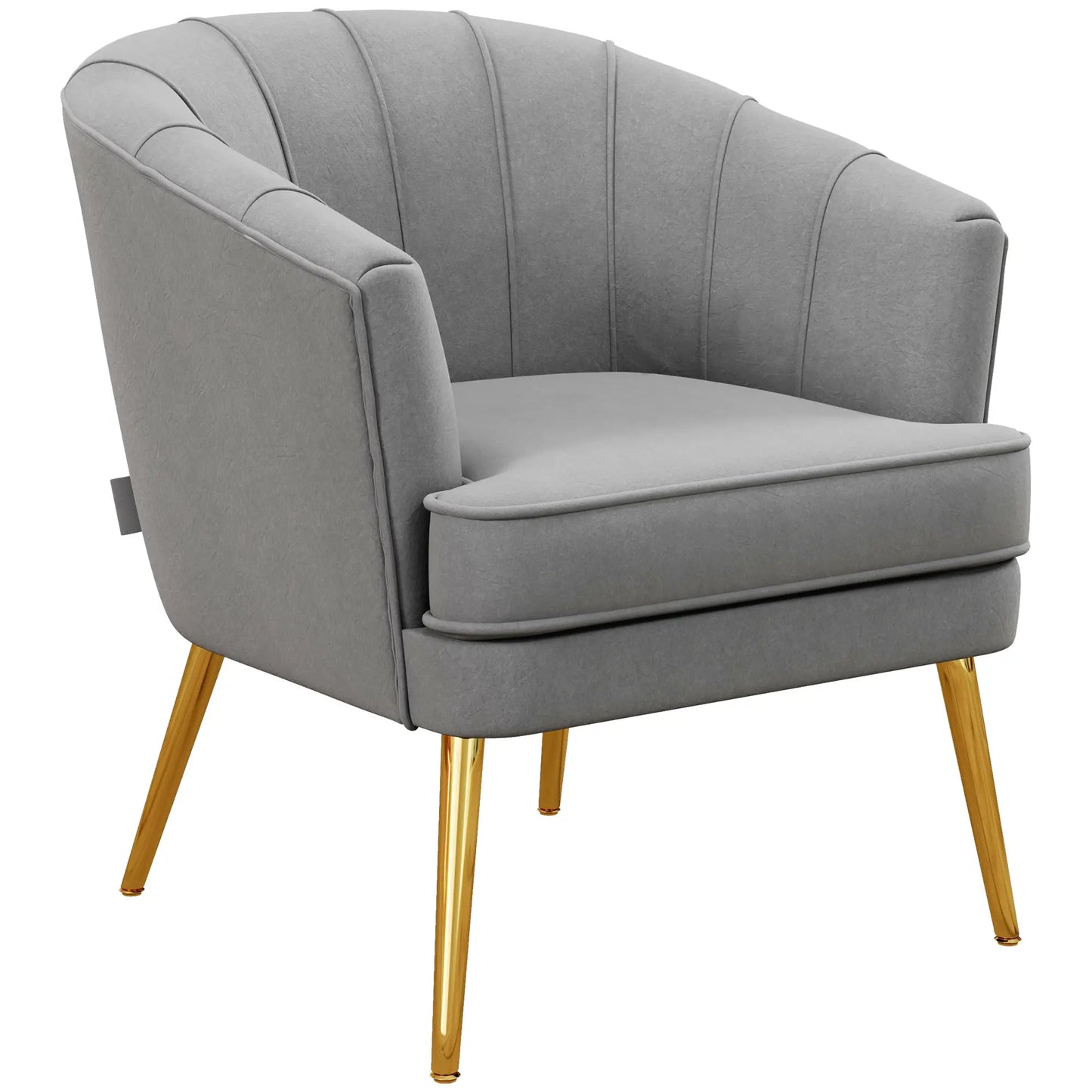 Modern Fabric Armchair, Gold Metal Legs, Living Room, Bedroom, Grey Accent Chairs at Gallery Canada