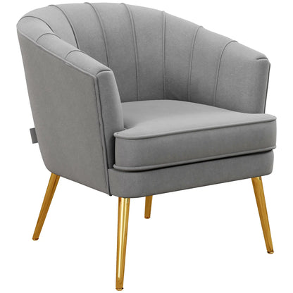 Modern Fabric Armchair, Gold Metal Legs, Living Room, Bedroom, Grey Accent Chairs at Gallery Canada