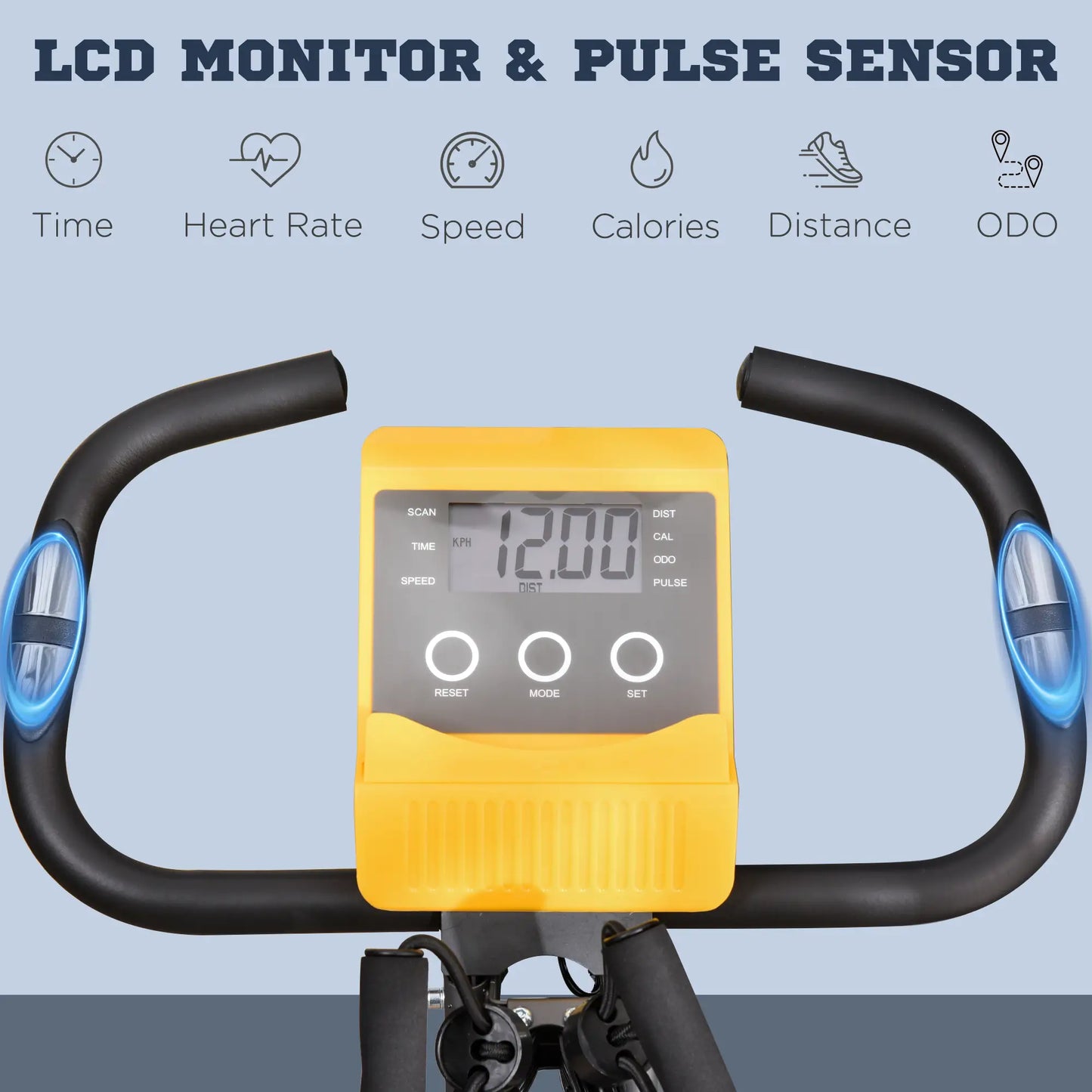 Folding Exercise Bike, 8-Level Magnetic Resistance, Adjustable Seat, Yellow Exercise & Stationary Bikes at Gallery Canada