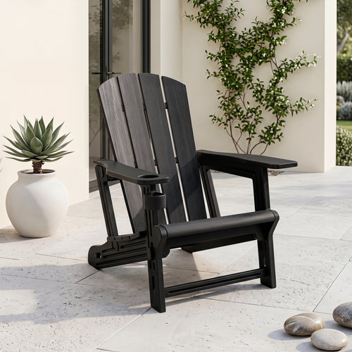 HDPE Adirondack Chairs, Realistic Wood Grain, Black