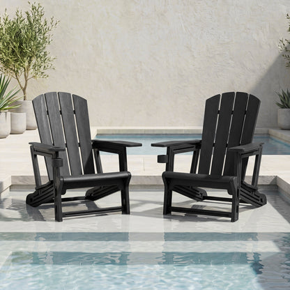 HDPE Adirondack Chairs, Realistic Wood Grain, Black