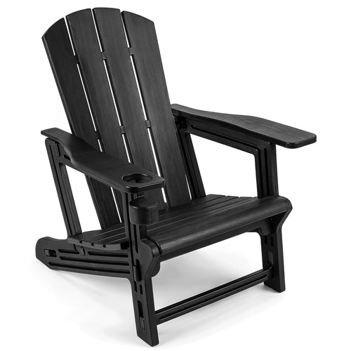 HDPE Adirondack Chairs, Realistic Wood Grain, Black