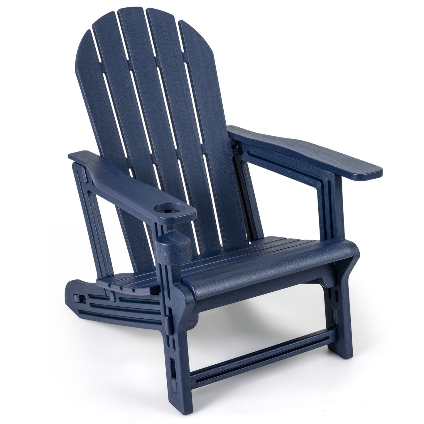 HDPE Adirondack Chair With Cup Holder, Patio, Blue