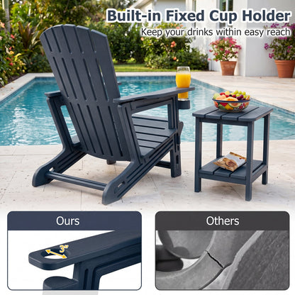 HDPE Adirondack Chair with Cup Holder, Blue