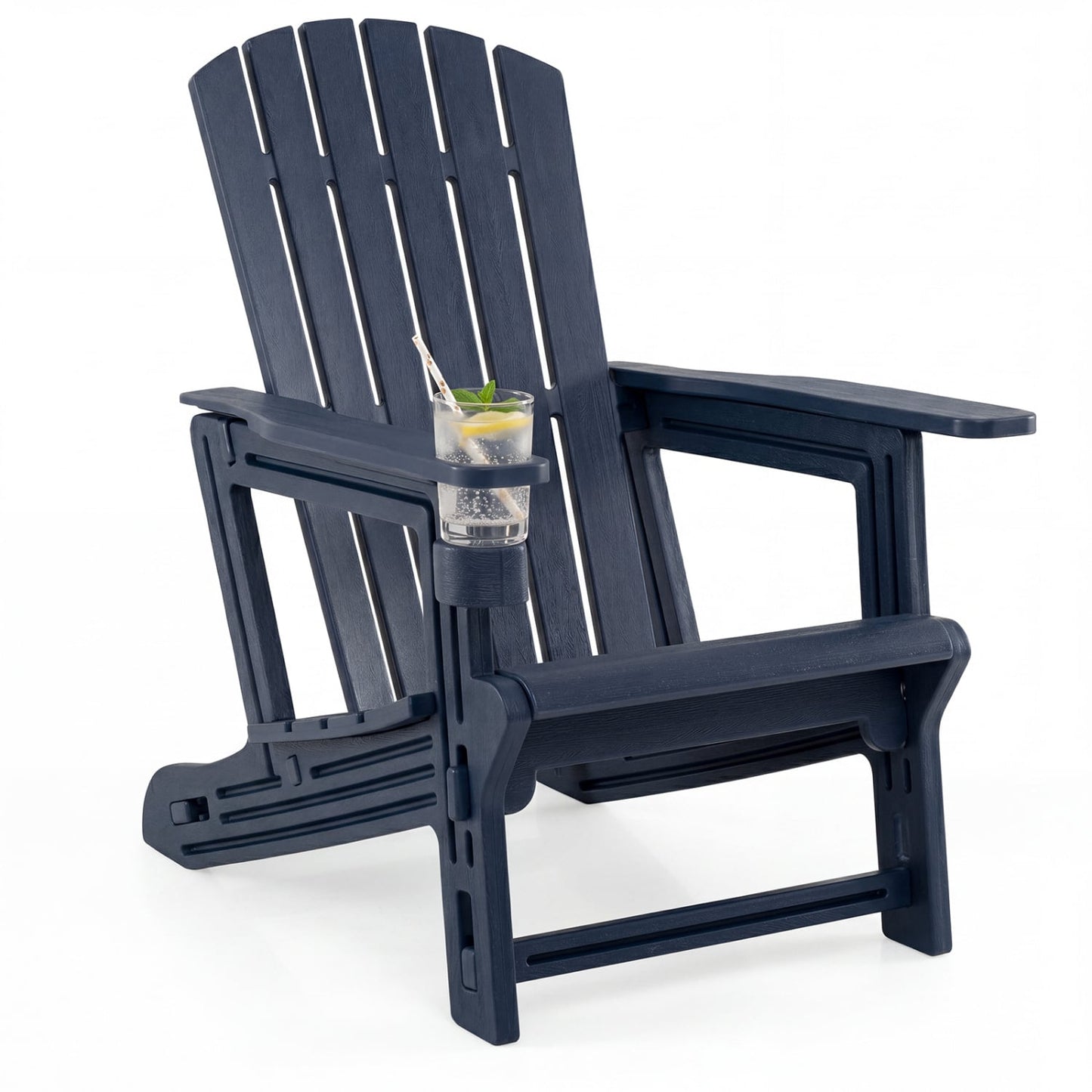 HDPE Adirondack Chair with Cup Holder, Blue