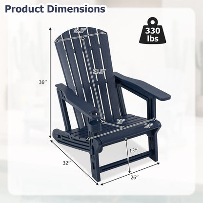HDPE Adirondack Chair with Cup Holder, Blue