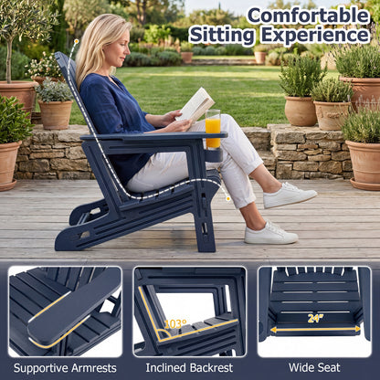 HDPE Adirondack Chair with Cup Holder, Blue