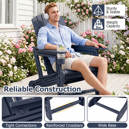 HDPE Adirondack Chair with Cup Holder, Blue