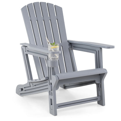 HDPE Adirondack Chair with Cup Holder, Gray