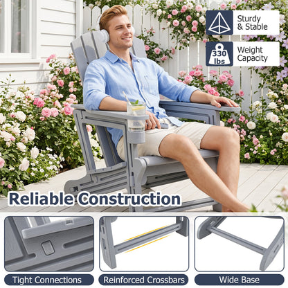 HDPE Adirondack Chair with Cup Holder, Gray