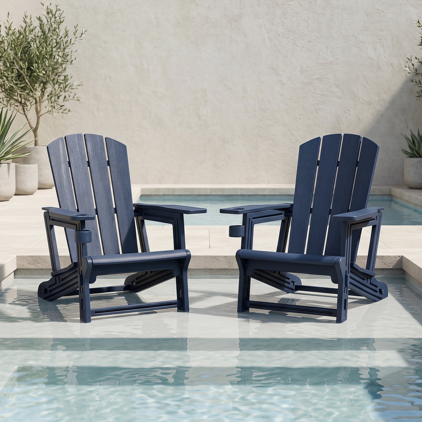 HDPE Adirondack Chair, Realistic Wood Grain, Blue