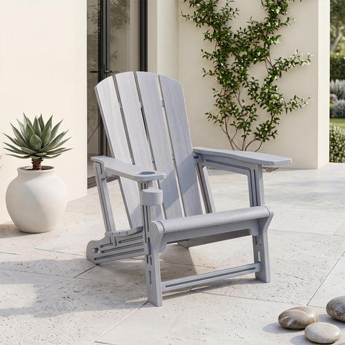 HDPE Adirondack Chairs, Realistic Wood Grain, Gray