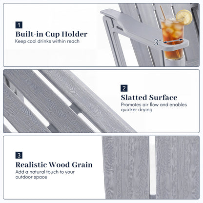 HDPE Adirondack Chairs, Realistic Wood Grain, Gray