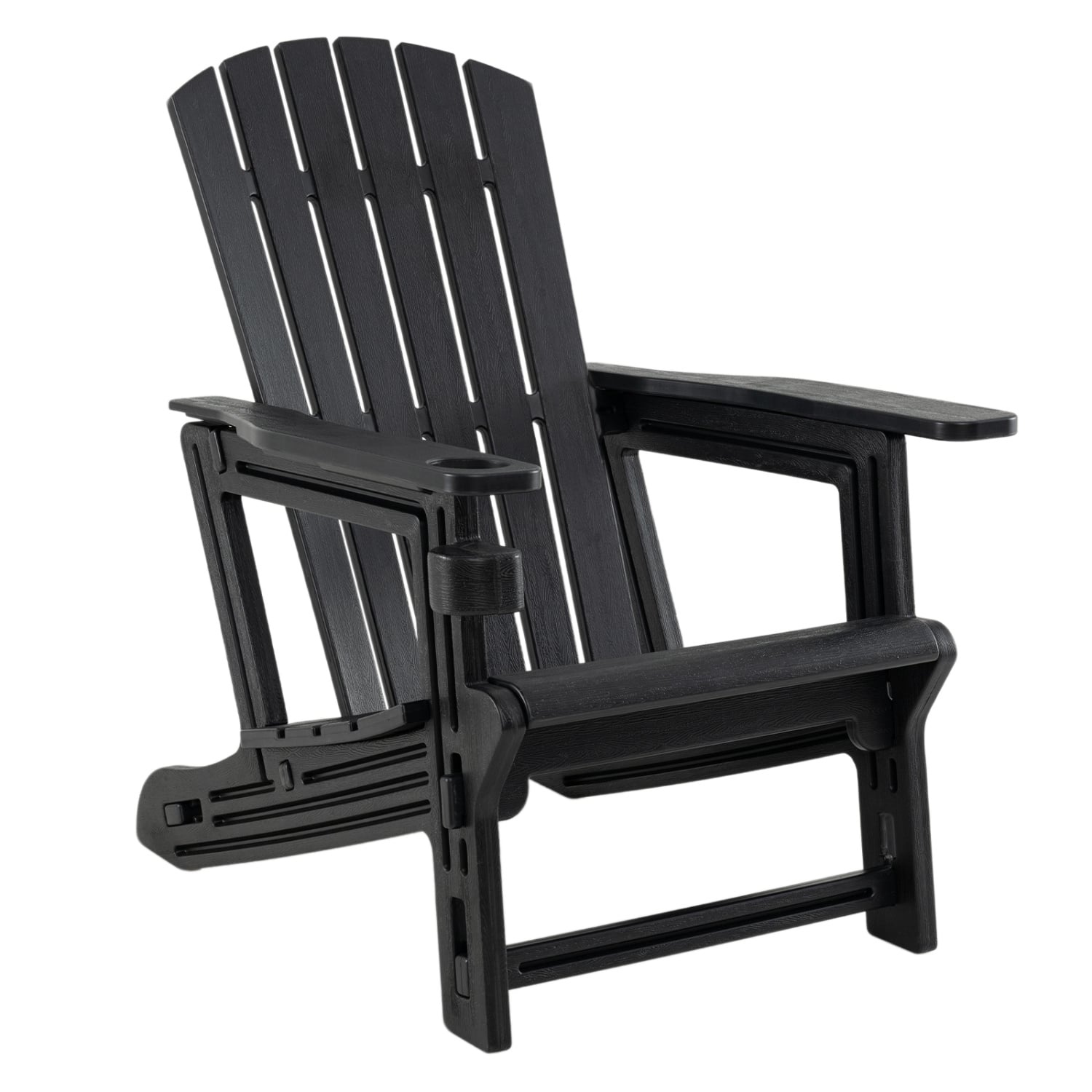 HDPE Adirondack Chair with Cup Holder, Black Adirondack Chairs Black at Gallery Canada