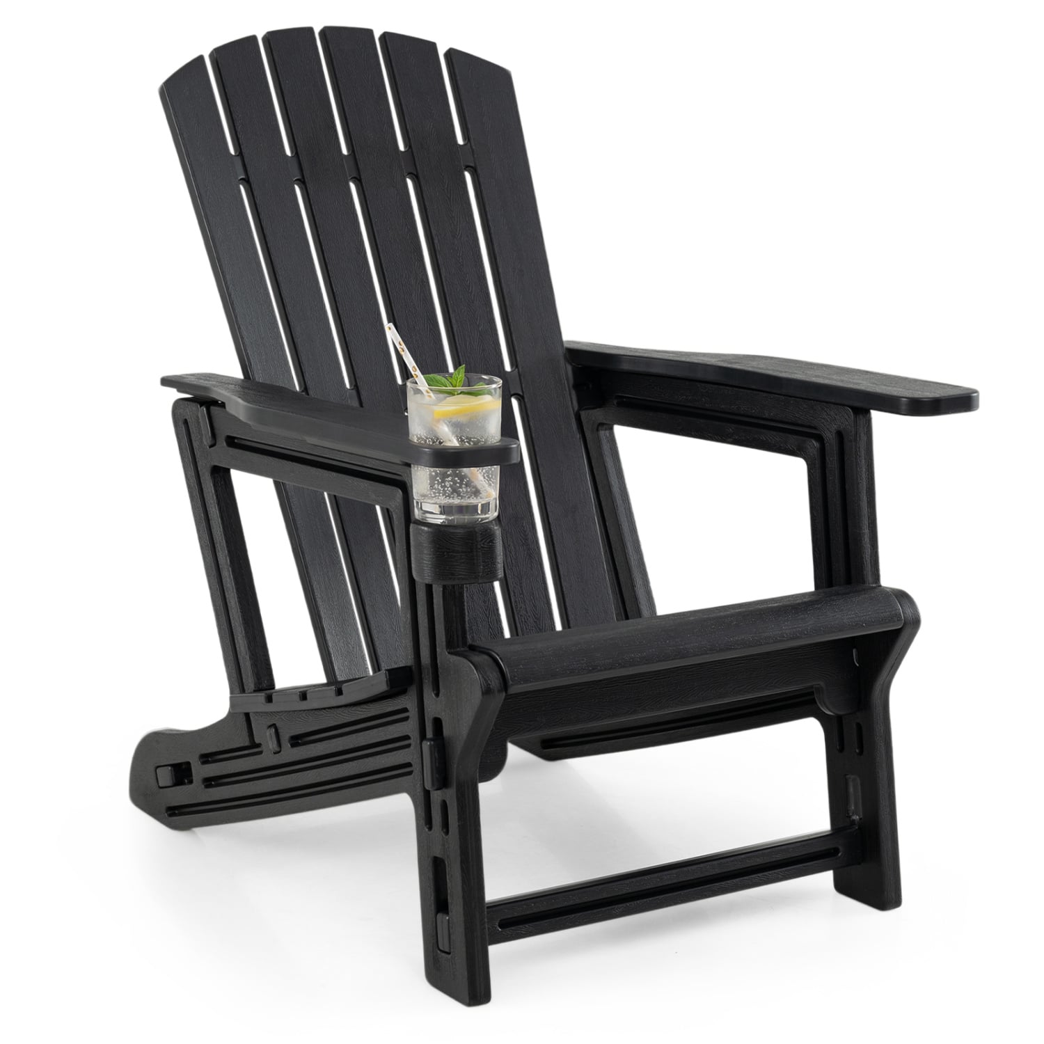 HDPE Adirondack Chair with Cup Holder, Black Adirondack Chairs at Gallery Canada