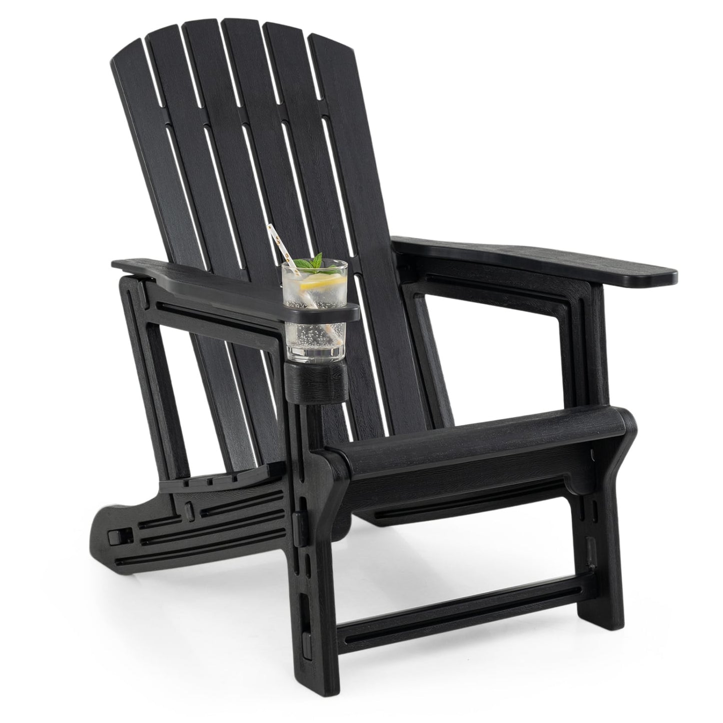 HDPE Adirondack Chair with Cup Holder, Black Adirondack Chairs at Gallery Canada