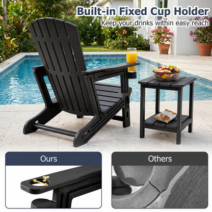 HDPE Adirondack Chair with Cup Holder, Black Adirondack Chairs at Gallery Canada