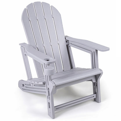 HDPE Adirondack Chair with Cup Holder and Wooden Texture for Patio, Gray Adirondack Chairs at Gallery Canada