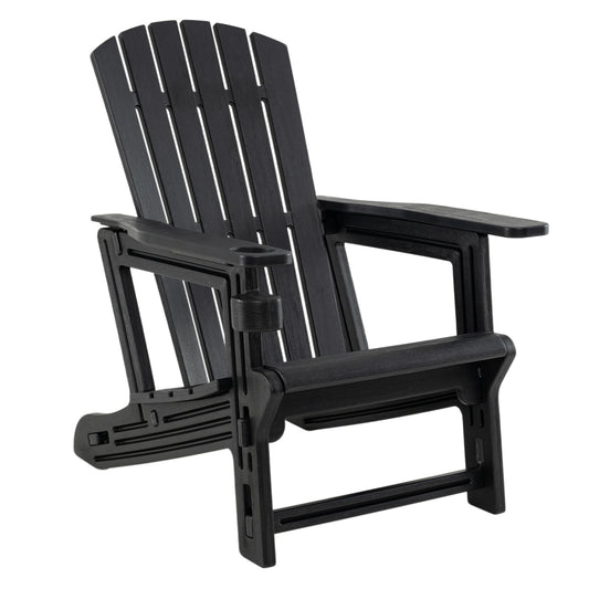 HDPE Adirondack Chair, Cup Holder, Wood-Like, Black Adirondack Chairs Black at Gallery Canada
