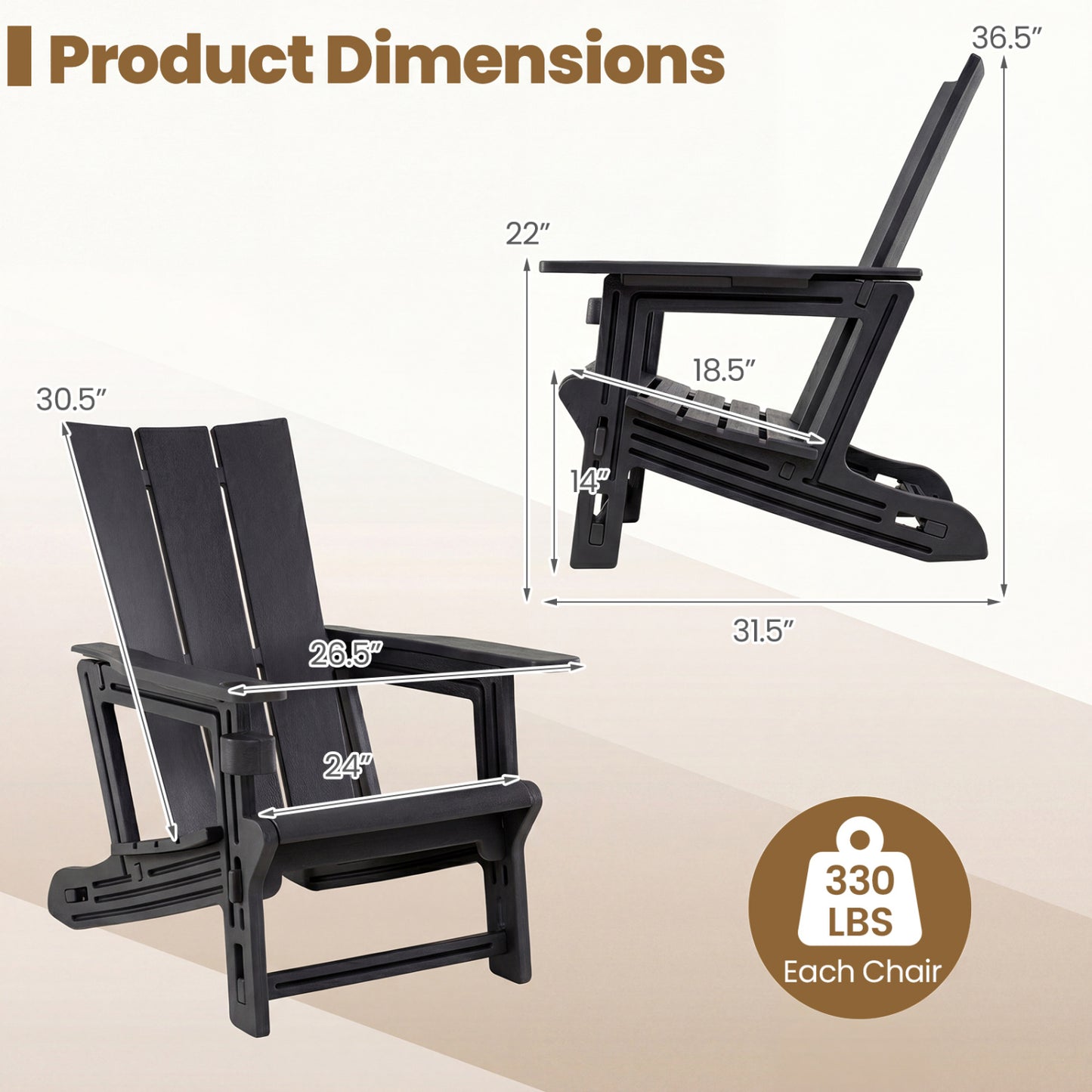 HDPE Outdoor Adirondack Chairs, Black Adirondack Chairs at Gallery Canada