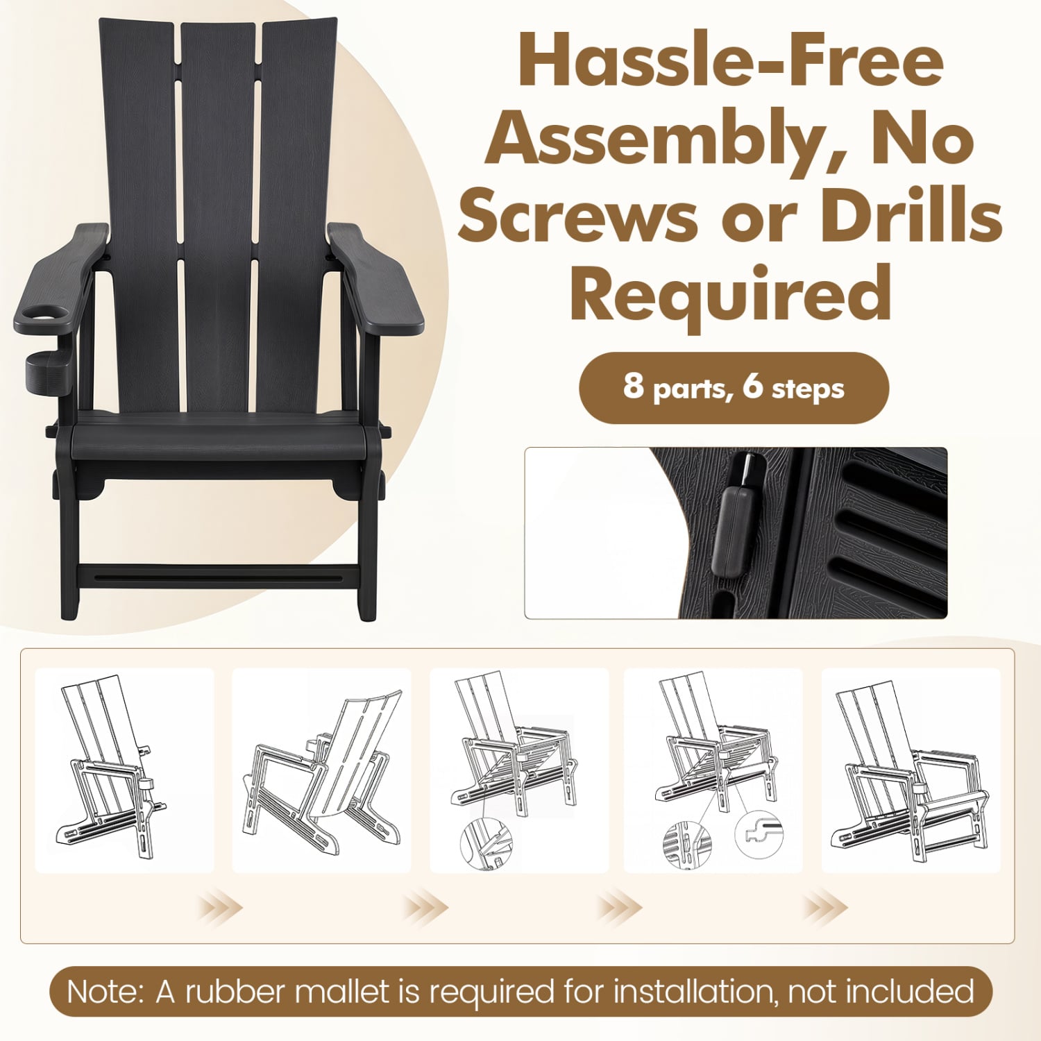 HDPE Outdoor Adirondack Chairs, Black Adirondack Chairs at Gallery Canada