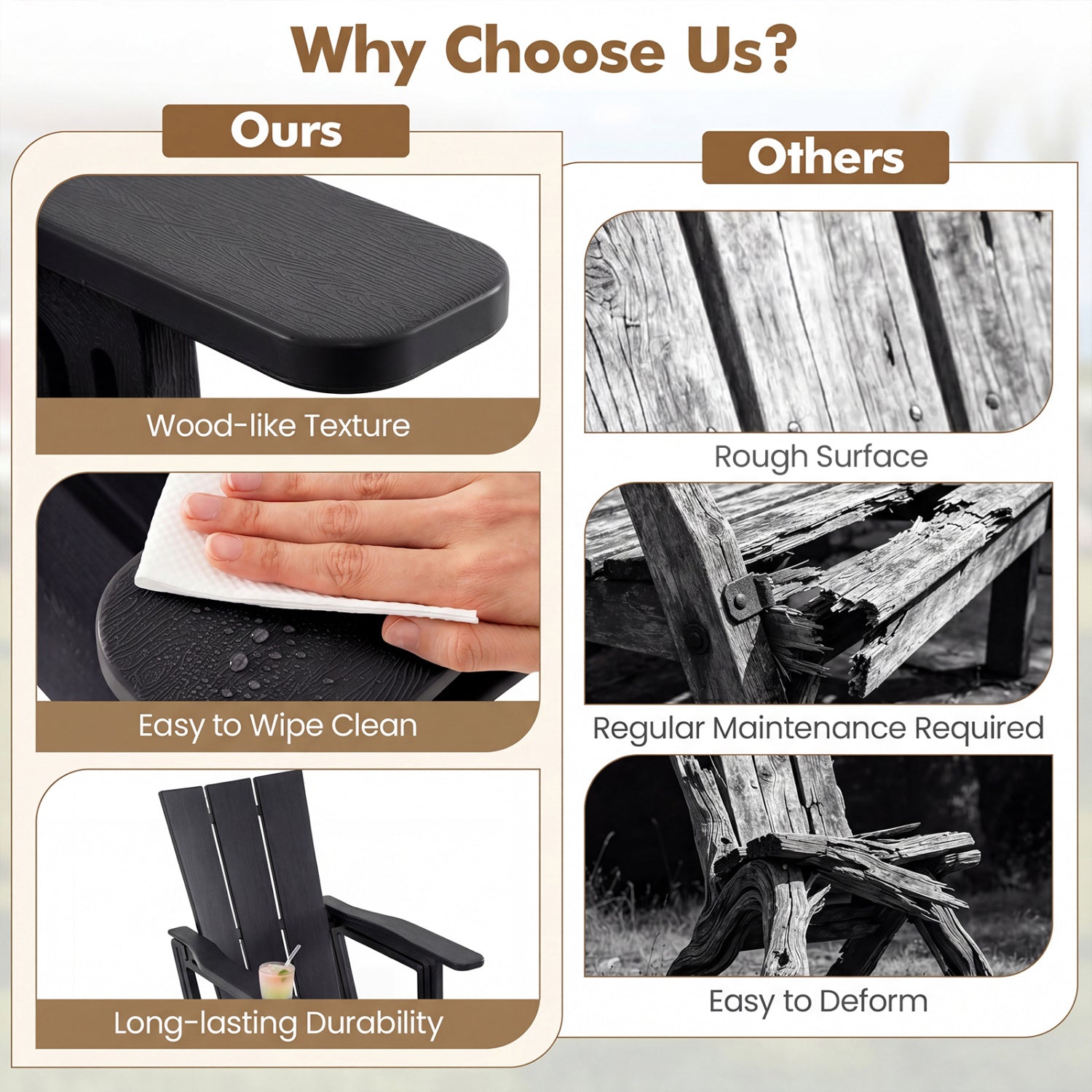 HDPE Outdoor Adirondack Chairs, Black Adirondack Chairs at Gallery Canada