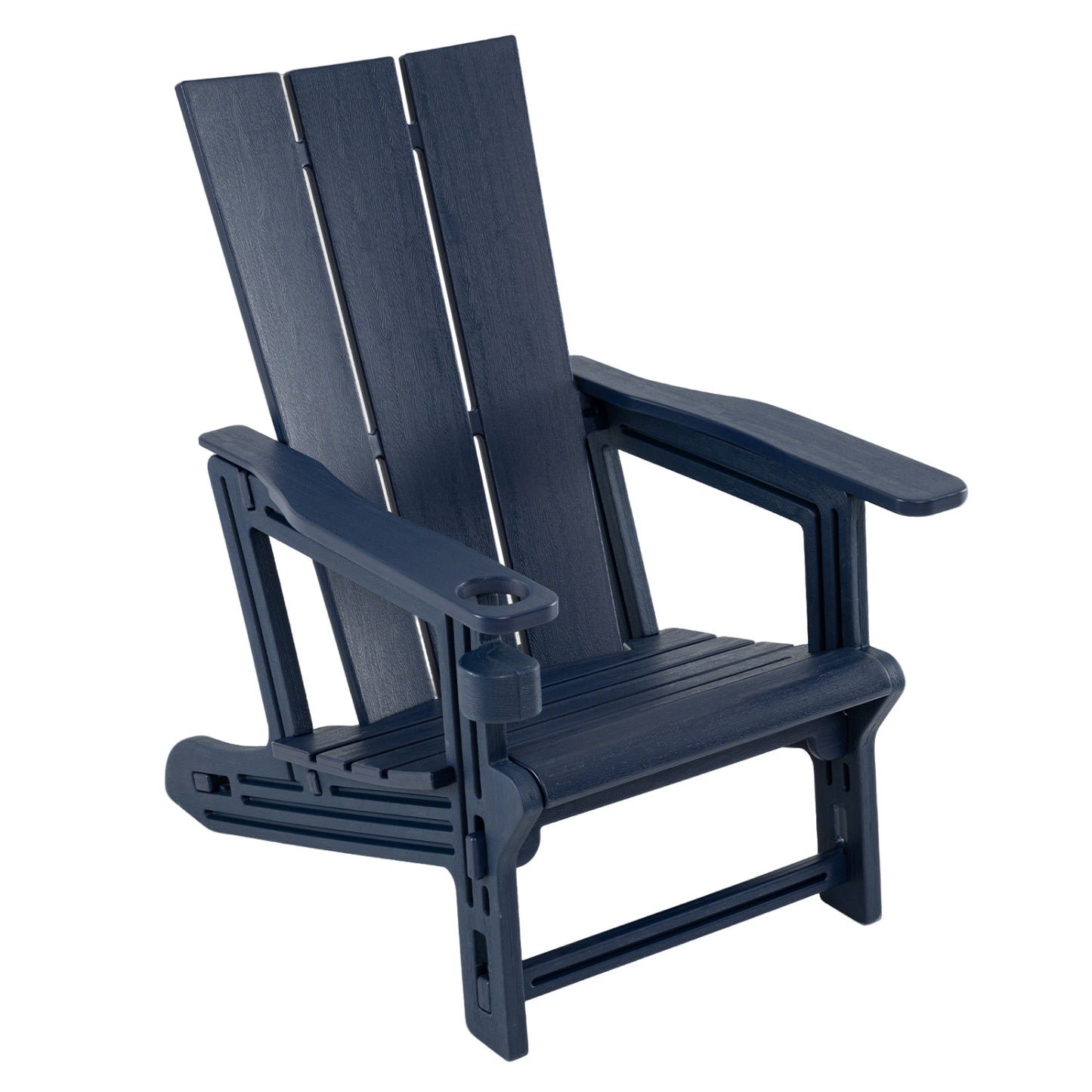 HDPE Outdoor Adirondack Chairs With Cup Holder, Blue