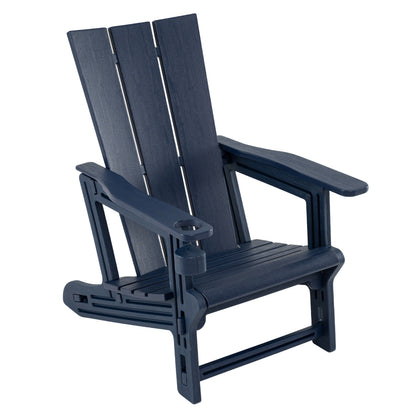 HDPE Outdoor Adirondack Chairs With Cup Holder, Blue